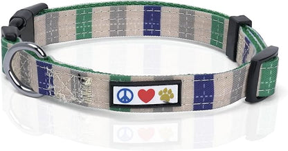 Pawtitas Pet Soft Adjustable Solid Color Nylon Puppy/Dog Collar Personalized Dog Collar Embroidered Customize w Pet Name & Phone Number Small Grey/Blue/Green