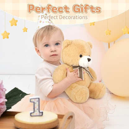 Tezituor Teddy Bears Stuffed Animal 7 Packs in Bulk, Small Teddy Bear Bulk 12" for Baby Shower Decorations, Stuffed Bear Plush Toy for Wedding Birthday Christmas Party Decorations