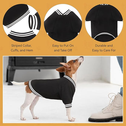 Dog Sweaters for Large Dogs, Brushed Fleece Dog Sweater Baseball Jacket Large Pet Sweater Clothes Soft Warm Boy Girl Pet(Black-L)