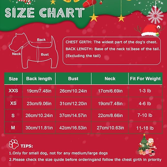 Dog Christmas Pajamas for Small Dogs Father Christmas Trees Puppy Onesies Pjs Stretchy Dog Clothes Pet Jumpsuits 4 Leg Jammie