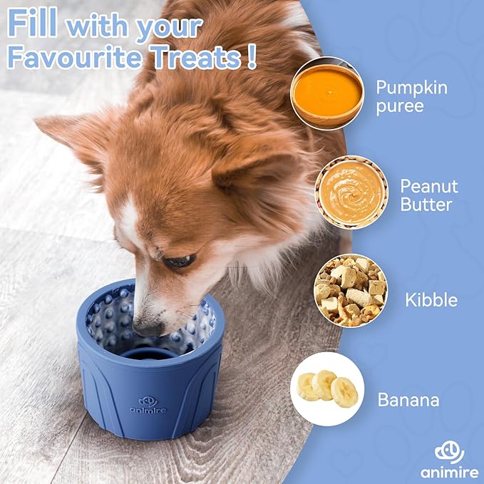 Dog Slow Feeder Lick Bowl, Anxiety Relief Dog Licking Mat Treat Dispenser, Non-Slip Anti-Choking Slow Eating Lick Bowl for Small Medium and Large Breed Dogs, BPA Free Silicone