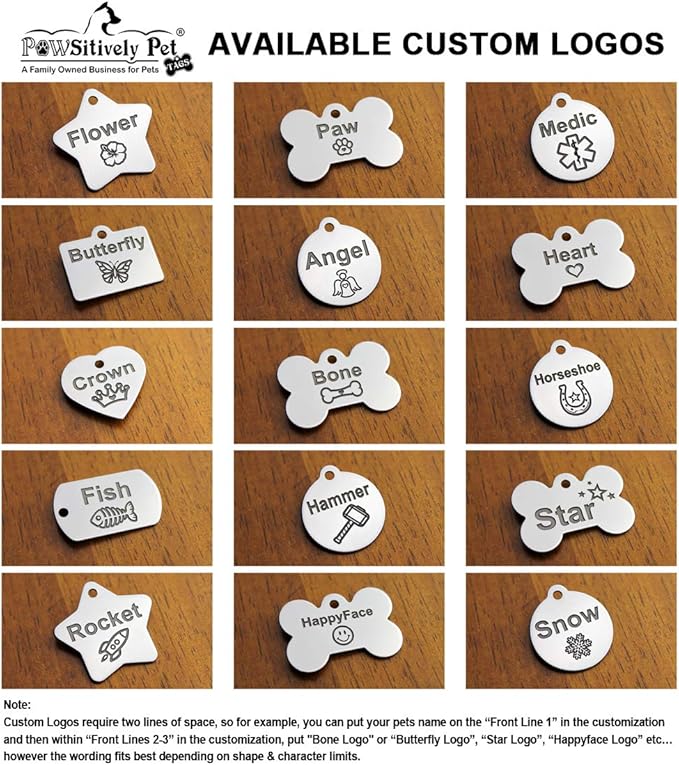 Stainless Steel Custom DEEP Engraved Pet ID Tags Personalized Front/Back Dog Tags for Dogs and Cats - Heart 1-1/8"x1-1/8 (2-Side Engraving)