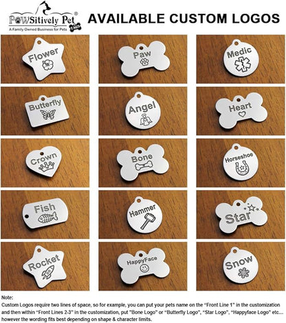Stainless Steel Custom DEEP Engraved Pet ID Tags Personalized Front/Back Dog Tags for Dogs and Cats - Military Dog Tag 7/8" x1-1/2 (2-Side Engraving)