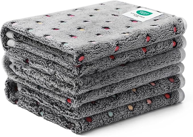 Luciphia 1 Pack 3 Blankets Super Soft Cute Dot Pattern Pet Blanket Flannel Throw for Dog Puppy Cat Medium(30x20), Grey