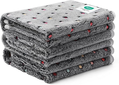 Luciphia 1 Pack 3 Blankets Super Soft Cute Dot Pattern Pet Blanket Flannel Throw for Dog Puppy Cat Medium(30x20), Grey