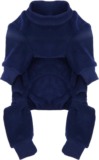 Dog Pajamas Winter Fleece Sweaters Warm Onesie for Large Dogs Pjs Boy Soft Cozy Cold Weather Pet Jumpsuit for Sensitive Skin Warm Sleep Jammies, Blue XXL