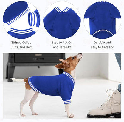 Dog Sweaters for Large Dogs, Brushed Fleece Dog Sweater Baseball Jacket Large Pet Sweater Clothes Soft Warm Boy Girl Pet(Blue-XL)