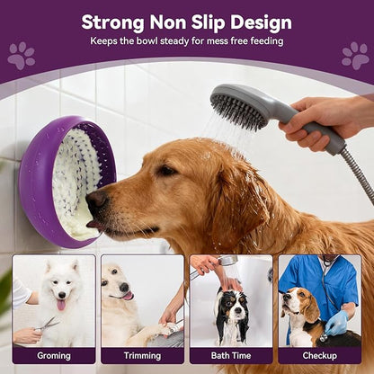 Dog Lick Bowl, BPA-Free Silicone Slow Feeder Lick Mat for Small and Medium Dogs, Non-Slip & Dishwasher Safe (Purple，L)