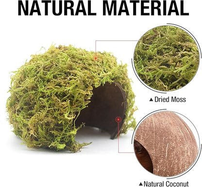 SanmooAio Hamster Hideaway/Hideout,Mossy Cave Hide,Hamster House/Hides,Hamster Cage Accessories for Gguinea Pig/Hedgehogs/Gliders/Rats/Mice and Other Small Animals (Small)