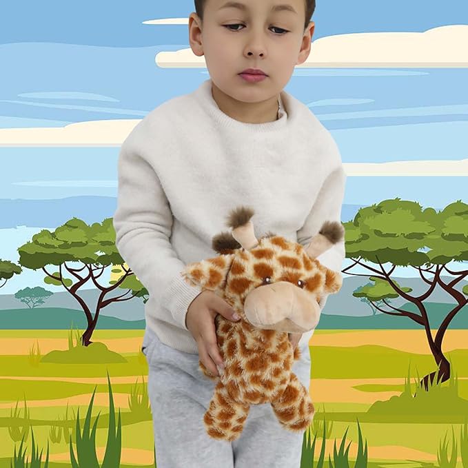 GOOC Kawaii Stuffed Giraffe Animal Fluffy Plush Toy Sitting Baby Giraffe Plushies Doll Anime Gift for Kids or Lover 10 Inch