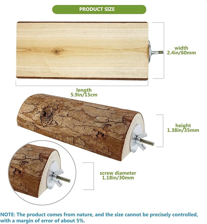 Parrot Cage Perch, Flat Wooden Platform for Birds Parrots Rats Small Animals(2 Packs)