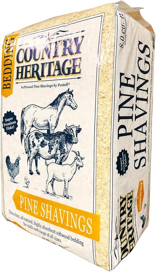 Country Heritage Premium Pine Shavings Ultra Clean Highly Absorbent Softwood Bedding for Stalls and Chicken Coops (35 LB)