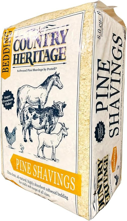Country Heritage Premium Pine Shavings Ultra Clean Highly Absorbent Softwood Bedding for Stalls and Chicken Coops (35 LB)