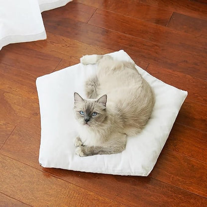 Dog Cat Teepee Tent Bed,Portable Pet Teepee for Small Animals Removable & Washable,Indoor Dog House with Cozy Cushion,Cat Teepee for Indoor Cats,Bunny Tent Outdoor (White Lace, L)