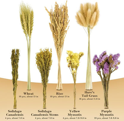 Sukh 60Pcs Nature Flower Herb Hamster Bedding - Cage Enclosure Habitat Decor Mate Small Animal Natural Ear of Grain Sprays for Syrian Dwarf Hamsters Gerbils Rabbit Other Pets