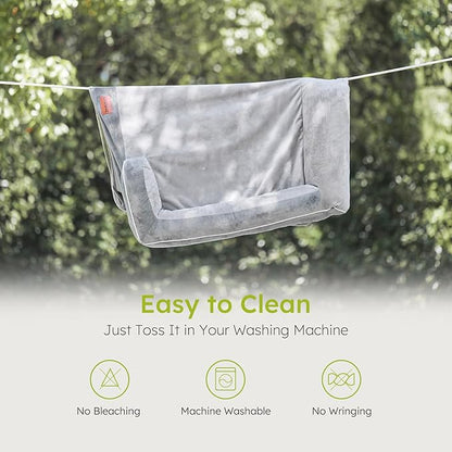 XXL Dog Bed for Extra Large Dogs, Giant Orthopedic Dog Bed with Cooling Gel Memory Foam, Waterproof Pet Bed with Removable Washable Cover, 53" Pet Sofa bed Dutch Velvet with Bone Toy, Light Gray