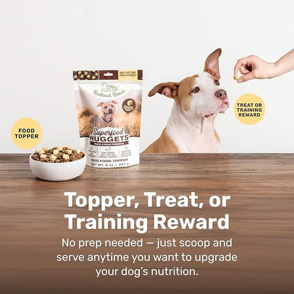 BADLANDS RANCH Superfood Nuggets – Freeze-Dried Raw Dog Treat & Food Topper, Nutrient-Dense Duck & Kale Formula, High Protein, No Artificial Additives, 8oz Bag