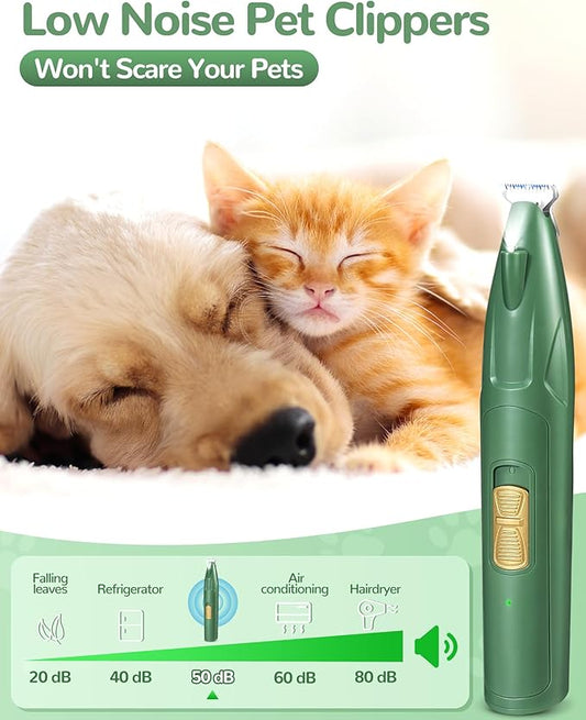 LEYOUFU Dog Paw Trimmer with LED Light, 2 Speed Dog Clippers for Grooming Small Dogs, Rechargeable Low Noise Pet Shaver for Trimming Dogs Cats Hair Around Paws, Eyes, Ears, Face, Rump