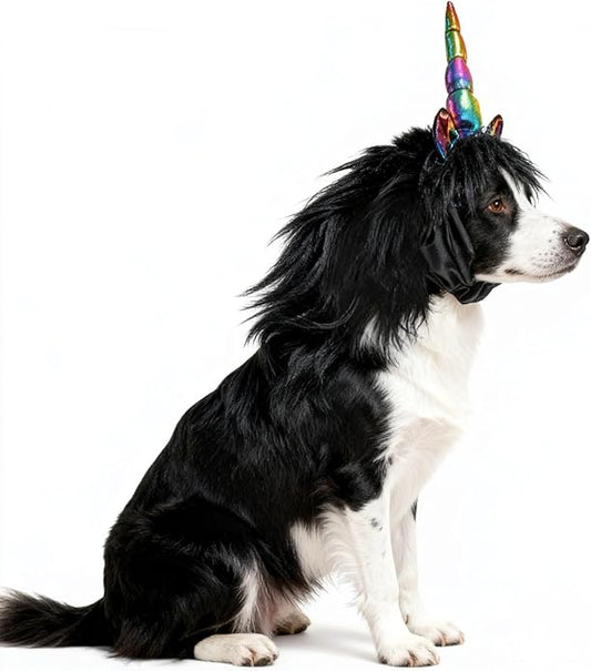 Funny Reindeer Moose Dog Costume - Cute Furry Pet Wig for Halloween & Christmas