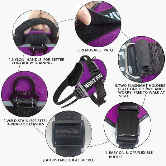 JSXD Dog Harness,No-Pull Service Dog Harness with Handle Adjustable Outdoor Pet Dog Vest 3M Reflective Nylon Material Vest for Breeds,Easy Control for Small Medium Large Dogs