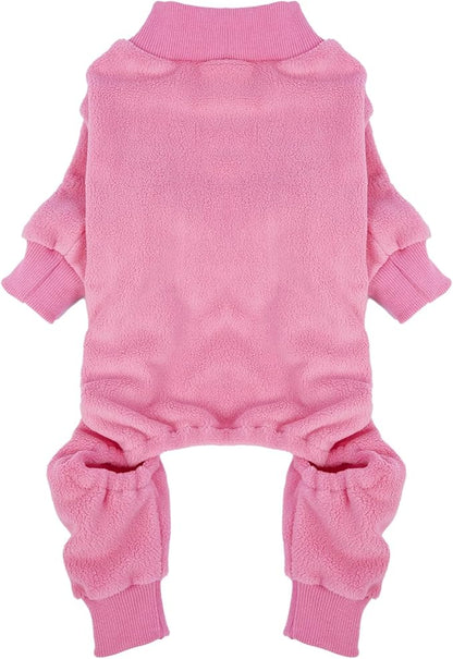 Extra Large Dog Pajamas Winter Fleece Sweaters Soft 4 Legs Onesie for Dogs Girl Pjs Warm Cozy Pet Jumpsuit Cold Weather Thick Jammies, Pink 5XL