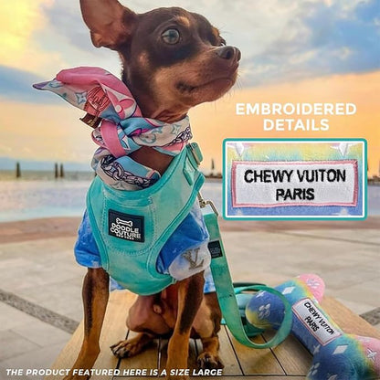 Haute Diggity Dog Pink Ombre Chewy Vuiton Bone, Plush Designer Dog Toys with Interactive Squeaker, Stimulating Pet Enrichment, Machine-Washable & Safe Materials for All Breeds, Size Large