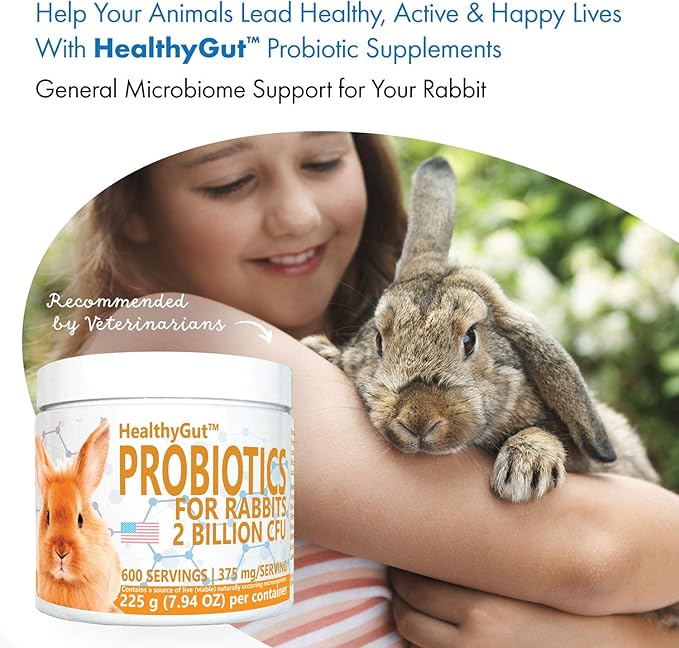 Equa Holistics HealthyGut™ Probiotics for Rabbits Dietary Supplement, All-Natural Digestive System Formula (600 Servings)