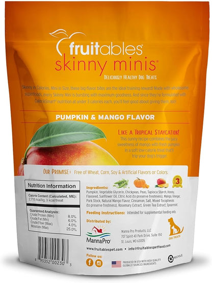 Fruitables Dog Treats, Pumpkin Mango, 5 Ounces | Pack of 2 | Low Calorie | Training Treats | Grain Free