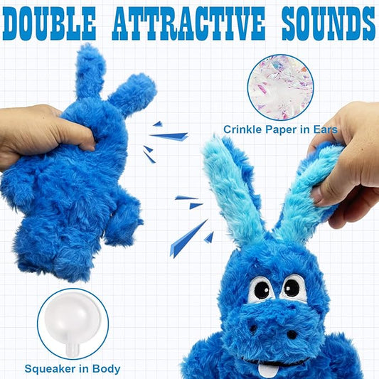 Donkey Squeaky Dog Toys to Keep Them Busy, Stuffed Plush Dog Toy Birthday Gift Crinkle Pet Puppy Tug Toy for Small Medium Large Dogs(Blue)