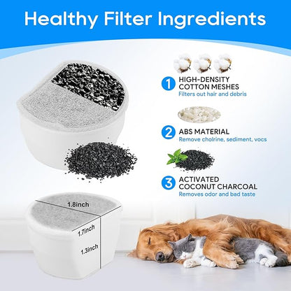 16PCS Carbon Filter Replacement for Cat and Dog Water Fountain - Compatible With Drinkwell Pet Fountain Avalon Pagoda Seascape