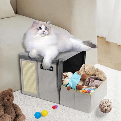 Dog Stairs for Bed Couch Folding with Storage, Dog Stairs for Small Dogs to Get On Bed with Cat Condo, Steps for Large Medium Dogs, Old Cat Pet Stair Steps for High Beds 13" H, Pet Ramp Up to 220LBS