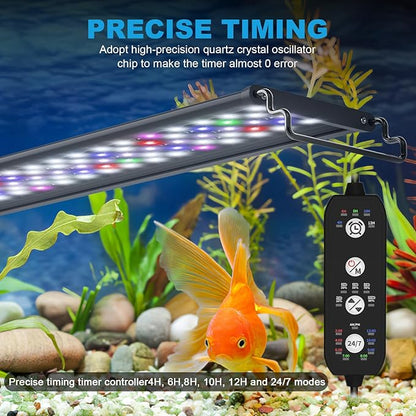 SEAOURA 24/7 Cycle LED Aquarium Plant Light-Full Spectrum Fish Tank Light, Auto On/Off, 24/7 Lighting Modes and DIY Mode, Adjustable Timer/Brightness, 18W for 18 Inch to 24 Inch Planted Tank