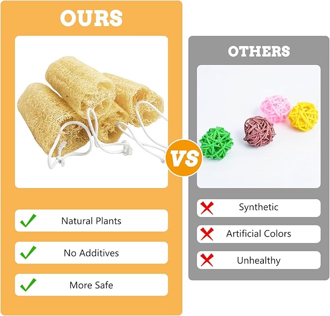 Apatal 12 Pcs Rabbit Chew Toys Natural Bunny Loofah Chew Toy Chinchilla Teeth Grinding Toys Guinea Pig Fibre-Rich Treats Enrichment Bunny Accessories for Rabbits Hamster (S)