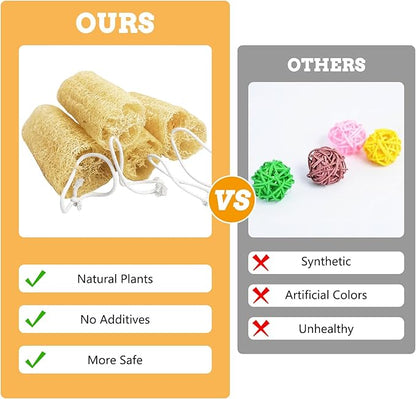Apatal 12 Pcs Rabbit Chew Toys Natural Bunny Loofah Chew Toy Chinchilla Teeth Grinding Toys Guinea Pig Fibre-Rich Treats Enrichment Bunny Accessories for Rabbits Hamster (S)