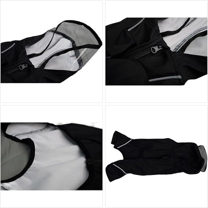 Four-Legged Full Coverage Waterproof Dog Raincoat with Reflective Features Pet Raincoats for Large Medium Small Dogs Black 4XL
