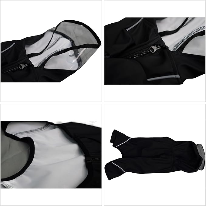 Four-Legged Full Coverage Waterproof Dog Raincoat with Reflective Features Pet Raincoats for Large Medium Small Dogs Black S