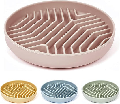 Slow Feeder Dog Bowls, Puzzle Silicone Dog Feeding Bowls with Suction Cups, Anti-Choking, Non-Slip Design, Reduces Boredom, Anxiety, Ideal for Medium to Small Dogs & Cats - XAQMHSW (Pink)