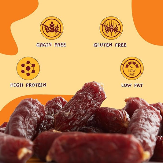 Jungle Calling Beef Sausage Dog Treats, Slow Roasted Beef Jerky Dog Training Treats, Grain-Free Soft Treats for Small and Medium Dogs, 10.6 oz