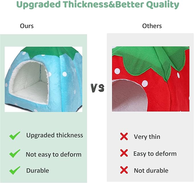 Tierecare Guinea Pig Hideout Bed Dwarf Rabbit House Cave Accessories Cozy Hide-Out for Little Bunny Hedgehog Ferret Chinchilla&Other Small Animals