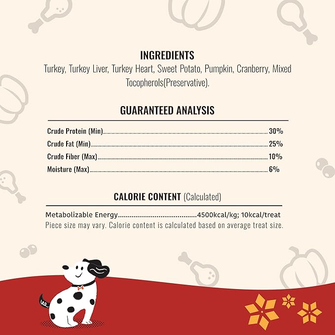 MAJOR PETS Freeze Dried Turkey & Pumpkin,Cranberry Dog Treats,Single Protein, All Natural,Help with Digestion,Grain Free,Healthy Training Treats or Meal Topper for All Dogs-2.5 Ounce,(Pack of 1)