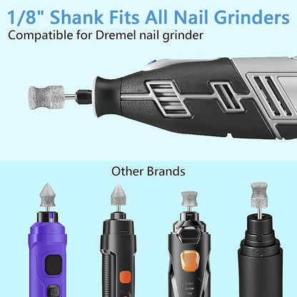 RIUORKIE Diamond Rotary Nail Grinder Bits for Dog, 1/8" Diamond Dog Nail Grinder Attachment for Dremel Grinder Replacement Heads Pets Nail Care Clippers for Medium Large Dogs.