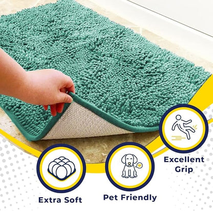 Muddy Mat® | Super Absorbent Door Mat Indoor, Microfiber Quick Dry Chenille Entryway Rug, Non-Slip Front Door Mat, Indoor Mats for Entryway, Machine Washable Pet Rug, Seafoam Green 59"x35"