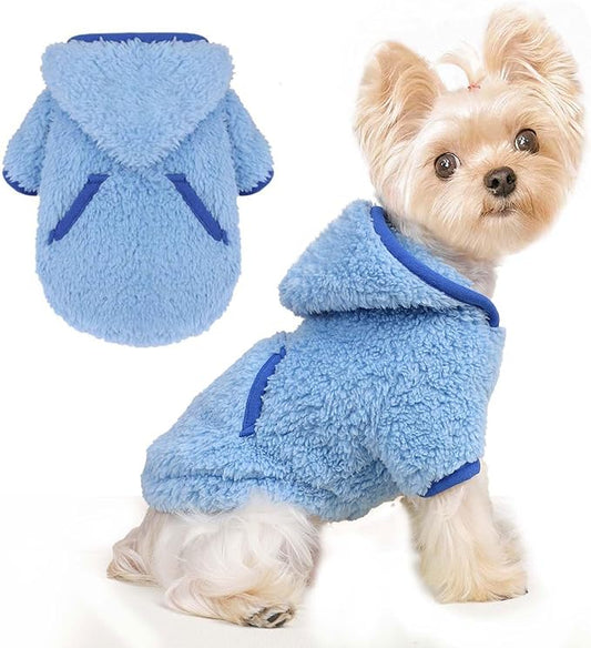 Dog Sweater Dog Winter Clothes for Small Dogs Boy Girl Pet Hoodies Puppy Cold Weather Coats Fall Doggie Sweatshirt for Chihuahua Yorkie Cat Sweater Costumes (Blue, XX-Small)