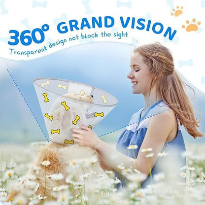 Supet Dog Cone Collar After Surgery to Stop Licking: Adjustable Recovery Elizabeth Collar Alternative for Large Medium Small Dogs, Plastic Pet Head Neck Cone (XS)