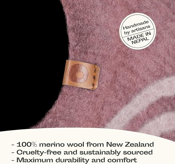 MEOWFIA Cat Cave – Premium Felt Cat Bed for Indoor Cats, Handmade 100% Merino Wool, Cat (Gold Rose, Large)