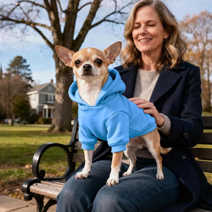 Idepet Pet Dog Hoodies Dog Clothes for Small Dogs Vest Chihuahua Clothes Warm Coat Jacket Autumn Puppy Outfits Cats Dogs Clothing(XL,Dark Blue)