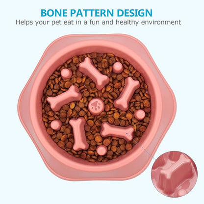 UPSKY Slow Feeder Dog Puzzle Bowl, Interactive Bloat Stop Non-Slide Lick Treat Bowl for Small Medium Dogs (Pink)