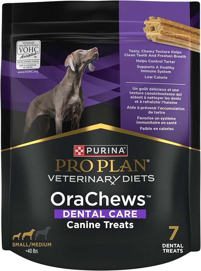 Pro Plan Veterinary Diets Purina OraChews - Small and Medium Breed Dental Chews for Dogs – 7 Treats