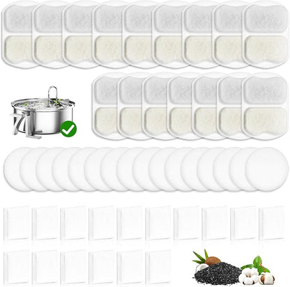 8 Sets Pet Water Fountain Filters Replacement for Oneisall 7L/230oz Stainless Steel Dog Water Fountain Models PWF002 - Replacement Filters and Sponge