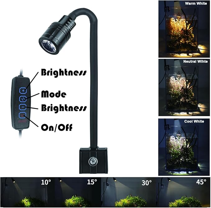 AQUA DAREN 1.5Gallon Glass Aquarium Nano Small Fish Tank Start Kit with Adjustable Filter,LED Light for Small Fish,Shrimp,or Betta 22 * 16 * 16cm